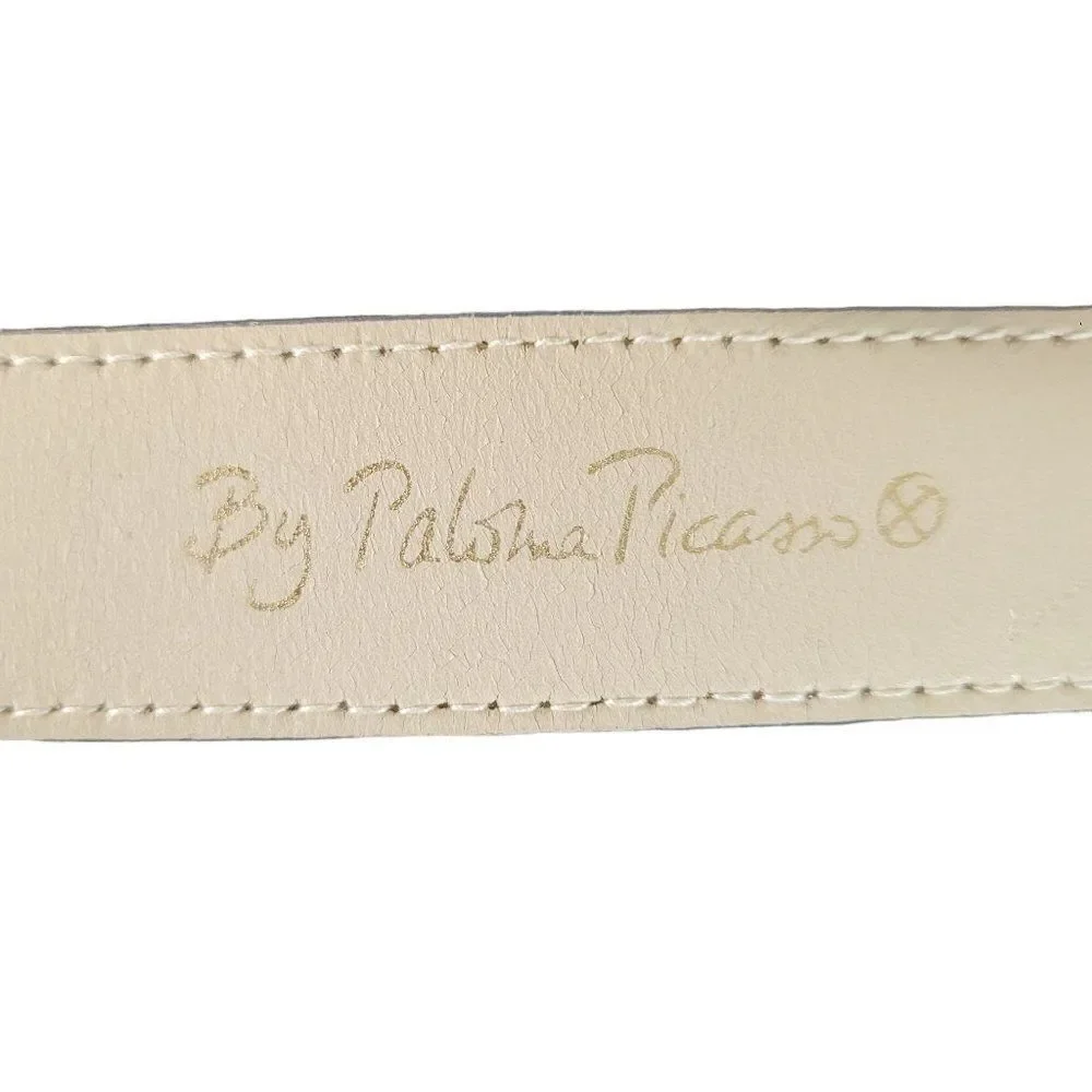 Vintage Paloma Picasso Gold‎ Leather Belt M Peg Closure Metal XXOO Buckle Italy